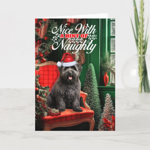 Tarjeta Festiva Navidades Bouvier des Flandres Perro travieso o ag