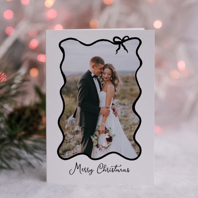 Tarjeta Festiva Navidades Bow | Marco fotográfico blanco y negro d (Subido por el creador)