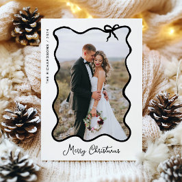 Tarjeta Festiva Navidades Bow | Marco fotográfico blanco y negro d