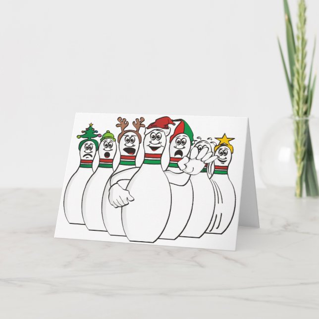 Tarjeta Festiva Navidades Bowling Pins (Anverso)