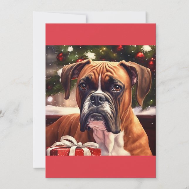 Tarjeta Festiva Navidades Boxer Dog Gift T-Shirt (Anverso)