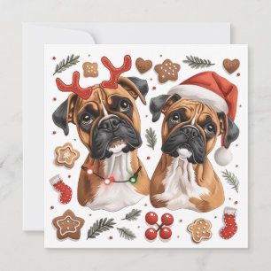 Tarjeta Festiva Navidades Boxer Dogs