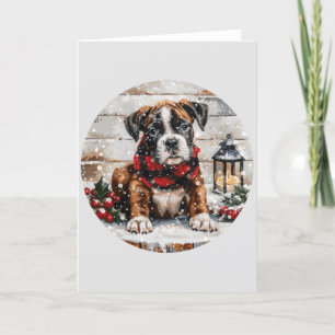 Tarjeta Festiva Navidades Boxer Puppy