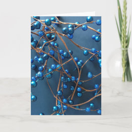Tarjeta Festiva Navidades Bright Blue Winter Berries