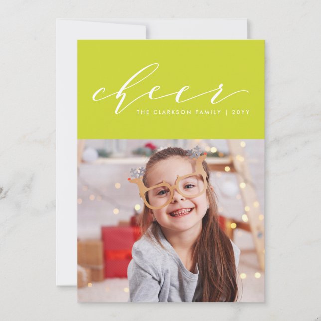Tarjeta Festiva Navidades brillantes animadores una foto (Anverso)