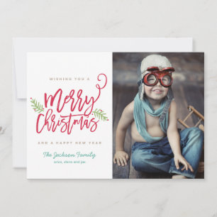 Tarjeta Festiva Navidades brillantes con escritura de pincel moder