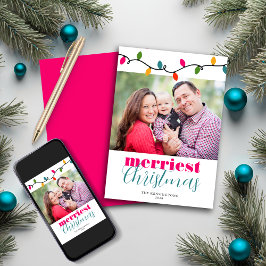 Tarjeta Festiva Navidades brillantes y coloridos iluminan foto de 
