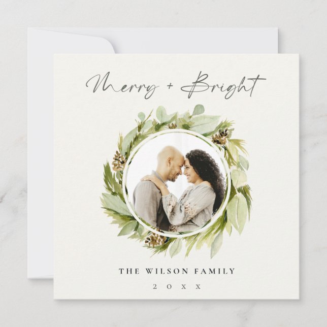 Tarjeta Festiva Navidades brillantes y merry de invierno (Anverso)