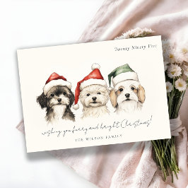 Tarjeta Festiva Navidades brillantes y mugre de perro color de agu