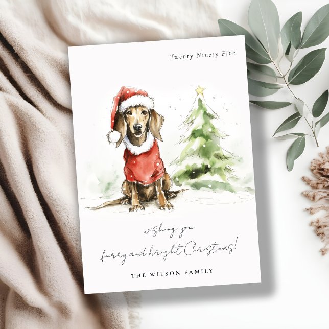 Tarjeta Festiva Navidades brillantes y mugre de perro de Dachshund (Subido por el creador)