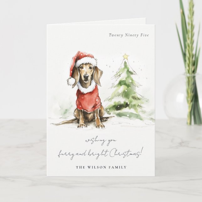 Tarjeta Festiva Navidades brillantes y mugre de perro de Dachshund (Anverso)