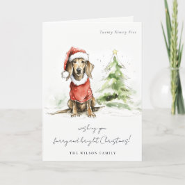 Tarjeta Festiva Navidades brillantes y mugre de perro de Dachshund