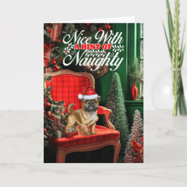 Tarjeta Festiva Navidades Bruselas Griffon Dog Naughty o Nice