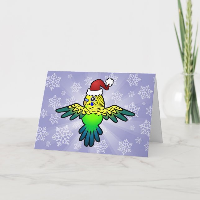 Tarjeta Festiva Navidades Budgie (Anverso)