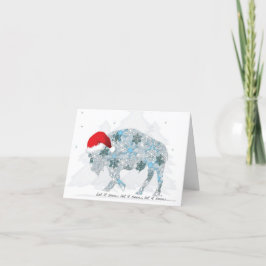 Tarjeta Festiva Navidades búfalo de copas de nieve