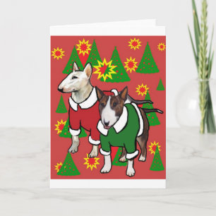 Tarjeta Festiva Navidades bull terrier