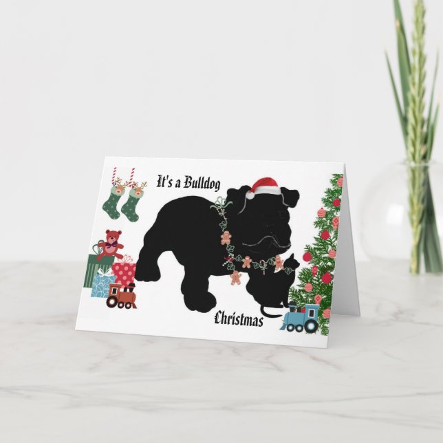Tarjeta Festiva Navidades bulldoges (Anverso)