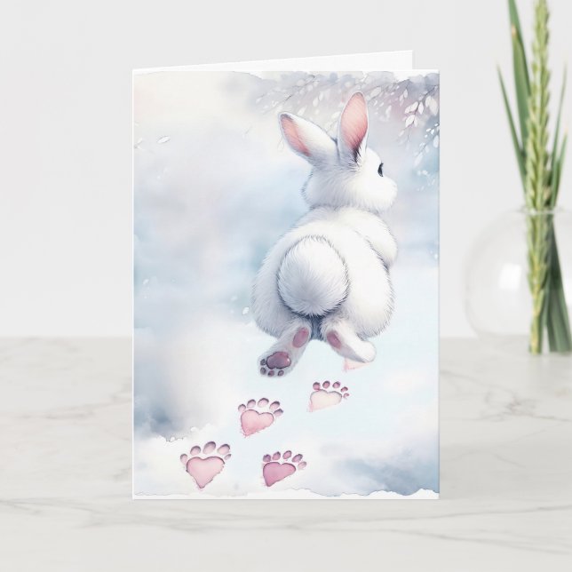 Tarjeta Festiva Navidades Bunny con pinturas en el corazón (Anverso)