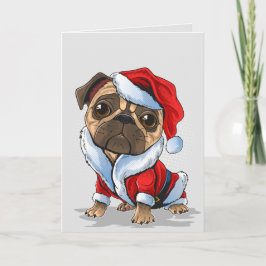 Tarjeta Festiva Navidades burdos Pug Santa Suit