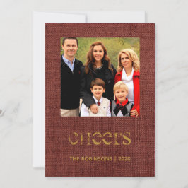 Tarjeta Festiva Navidades Burlap Holly y Ivy Family Photo