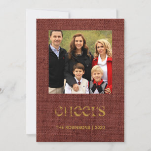 Tarjeta Festiva Navidades Burlap Holly y Ivy Family Photo