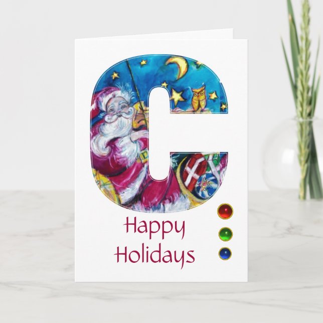 TARJETA FESTIVA NAVIDADES C CARTA / SANTA MONOGRAM INSPIRADA (Anverso)