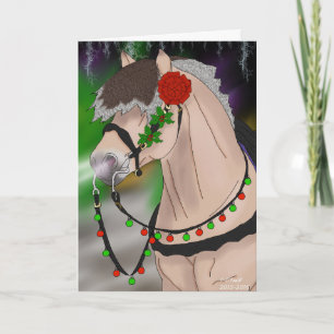 Tarjeta Festiva Navidades Caballo de Fiordo Noruego