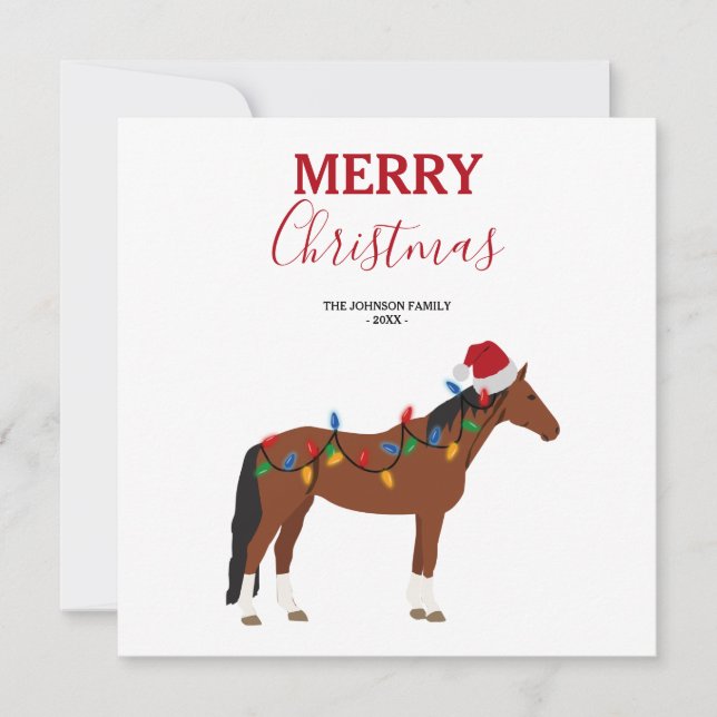 Tarjeta Festiva Navidades Caballo de Santa Hat Xmas Encendidos Nav (Anverso)