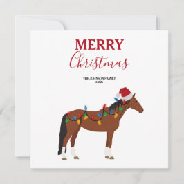 Tarjeta Festiva Navidades Caballo de Santa Hat Xmas Encendidos Nav