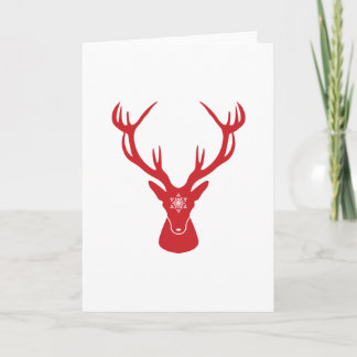 Tarjeta Festiva Navidades Cabeza de venado con copas de nieve con 