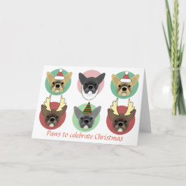 Tarjeta Festiva Navidades cachorros de bulldog