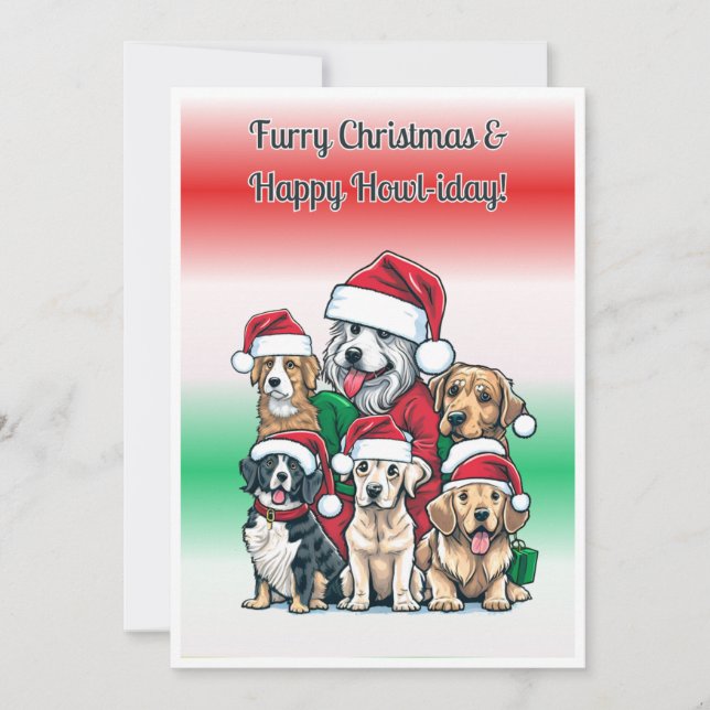Tarjeta Festiva Navidades cachorros, imprimibles (Anverso)
