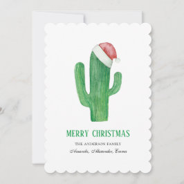 Tarjeta Festiva Navidades cactus. Año Nuevo. Cactus verdes y rojos