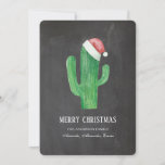 Tarjeta Festiva Navidades cactus. Año Nuevo. Chalkboard cacti<br><div class="desc">Tarjeta de vacaciones de Navidades de pizarra con cactus verde. Contáctame,  por favor,  si necesitas artículos adicionales.</div>