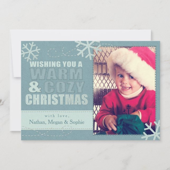 Tarjeta Festiva Navidades cálidos y acogedores Personalizado Faux  (Anverso)