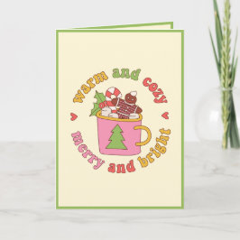 Tarjeta Festiva Navidades "cálidos y acogedores" retro personaliza