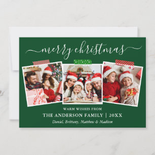 Tarjeta Festiva Navidades caligráficos 3 Cinta fotográfica verde