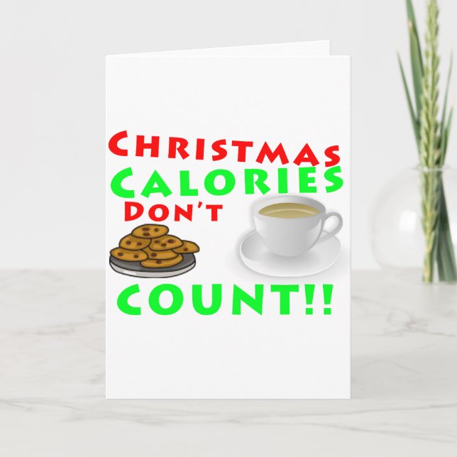 Tarjeta Festiva Navidades calorías no cuentan humor gracioso (Anverso)