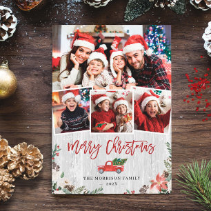 Tarjeta Festiva Navidades Camión Rústico Bárbaro Blanco 4 Foto