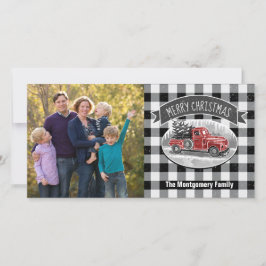 Tarjeta Festiva Navidades Camión Vintage Foto de color blanco