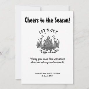 Tarjeta Festiva Navidades Camp Fire Pine Outdoor Adventure Black