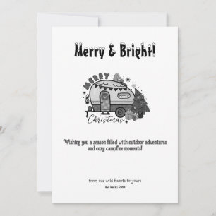Tarjeta Festiva Navidades Camper Camping Outdoor Adventure Black