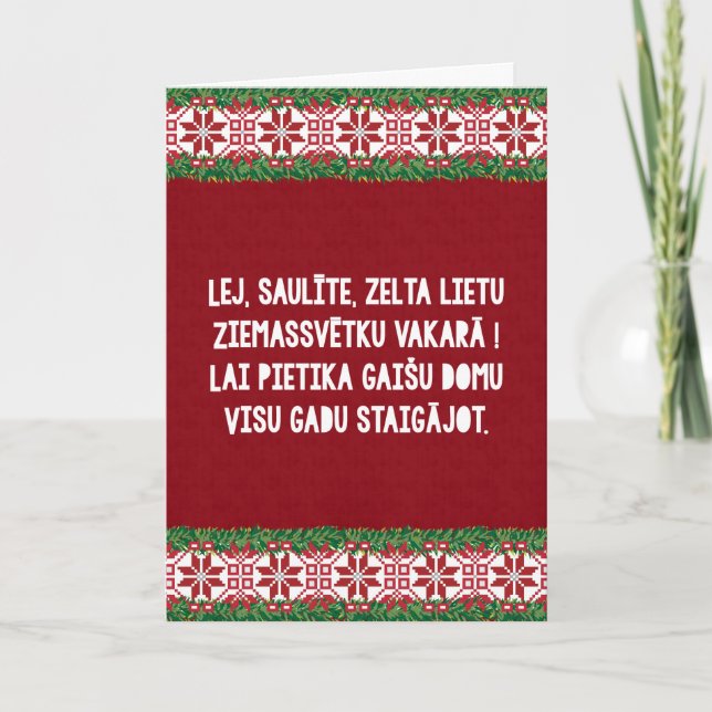 Tarjeta Festiva Navidades Canción Folk III Latviešu Tautasdziesma (Anverso)