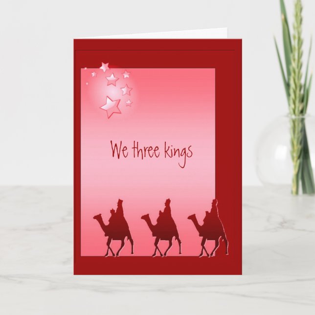 Tarjeta Festiva Navidades, Canción, Himno Nosotros Tres Reyes, (Anverso)