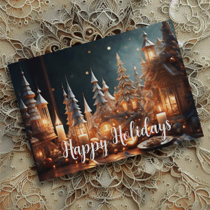 Tarjeta Festiva Navidades Candles Village Gray Tablescape