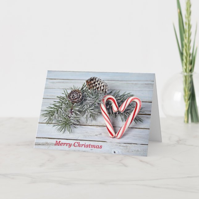 Tarjeta Festiva Navidades Candy Cane Heart (Anverso)