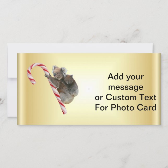 Tarjeta Festiva Navidades Candy Cane Koalas (Anverso)