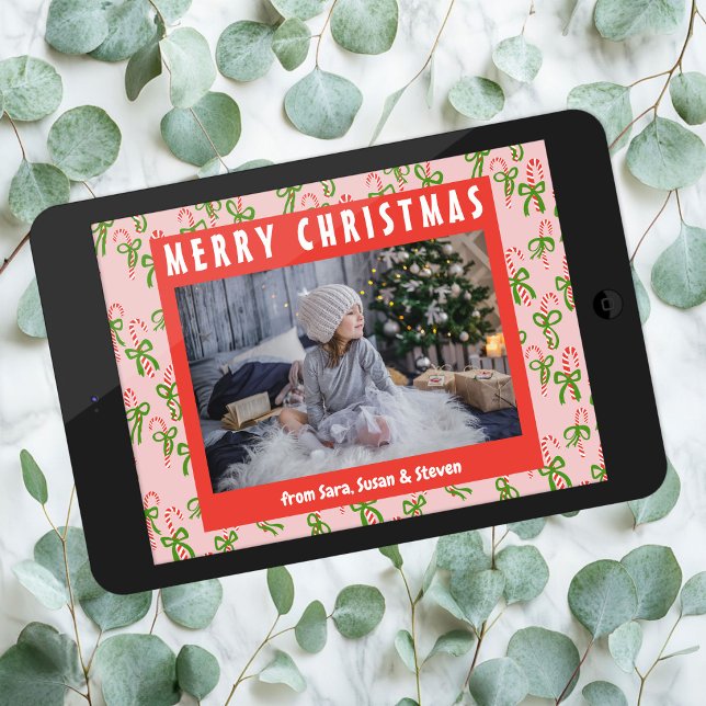 Tarjeta Festiva Navidades Candy Canes PERSONALIZADO navideño foto (Christmas Candy Canes Xmas Holiday CUSTOM Photo Digital Download card
)