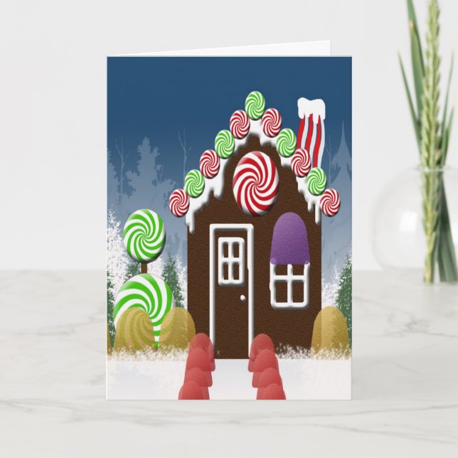 Tarjeta Festiva Navidades Candy Cosy Cabin Gingerbread House (Anverso)