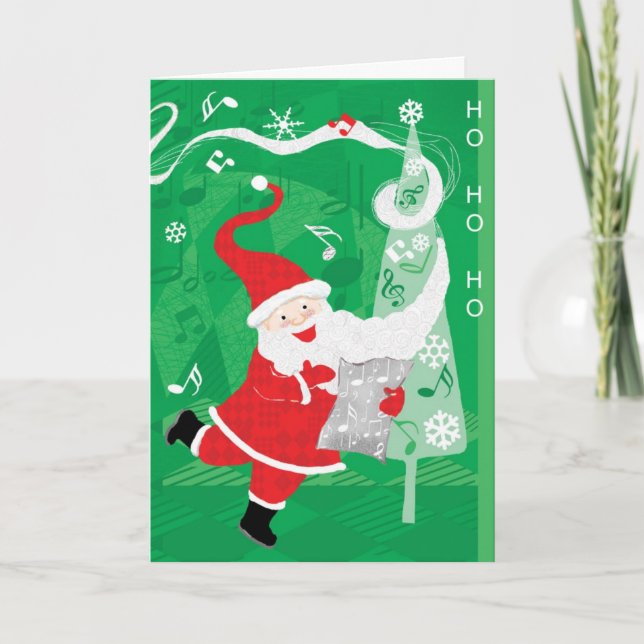 Tarjeta Festiva Navidades, cantando y bailando Santa Claus (Anverso)